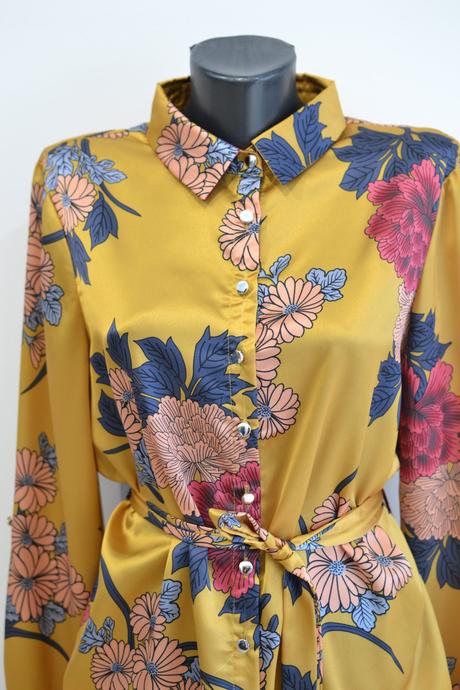 Okrové kvetinové šaty xl/42, 42