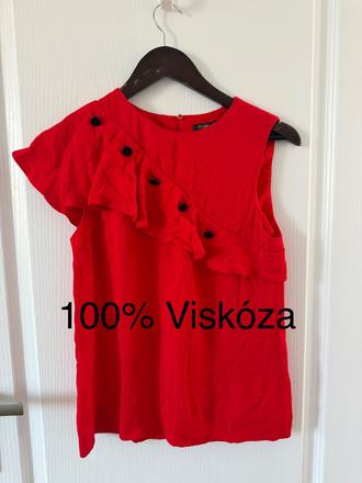 Červená asymetrická blúzka maje s volánom, m