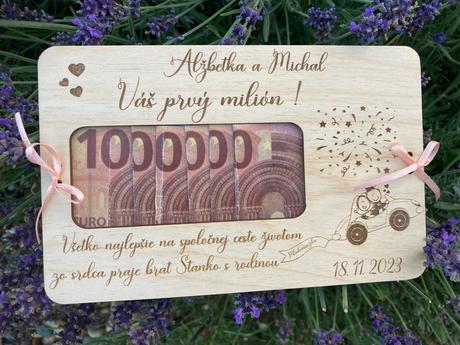 Drevené tabuľky/ obálky na peniaze,