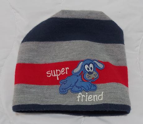 Pletená čiapka so psíkom, obvod hlavy 46 cm, 116