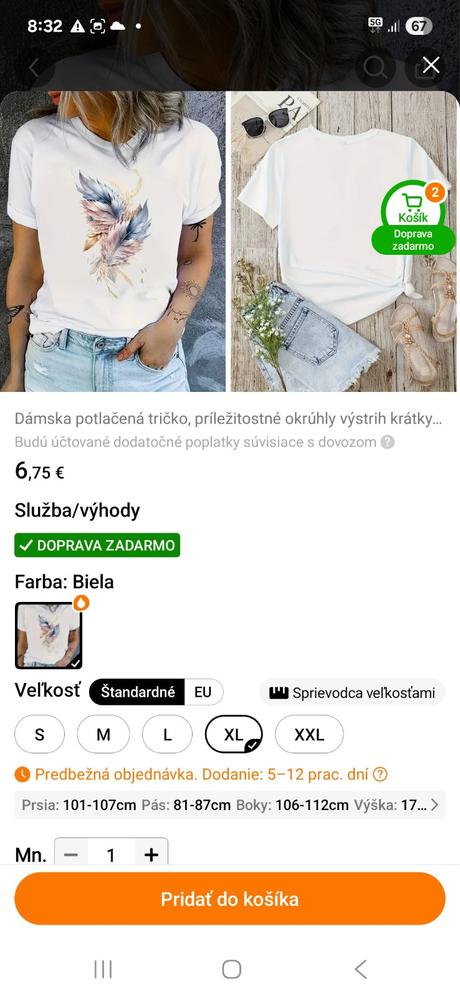 2x dámske tričko v. xl, xl