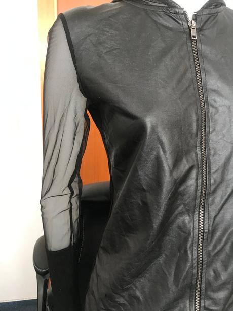 Tričko na zips mix materiálov, 36/38, bonprix,36
