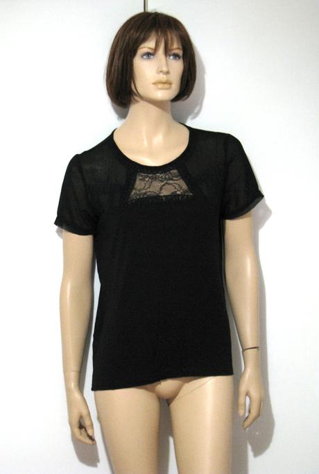 Čierne tričko s čipkou, h&m,m