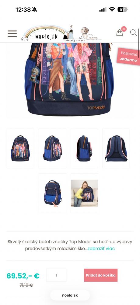 Školská taška topmodel, 