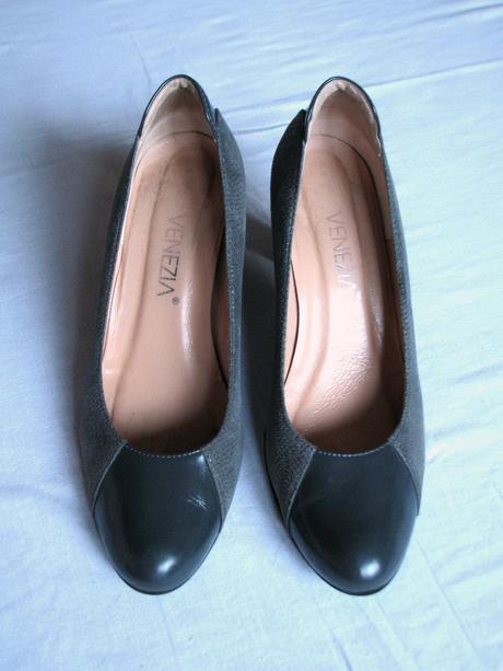 Sivé kožené lodičky, 38