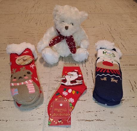 Vianocne ponozky plus plysovy macko (novy), 24 / 25 / 26 / 27