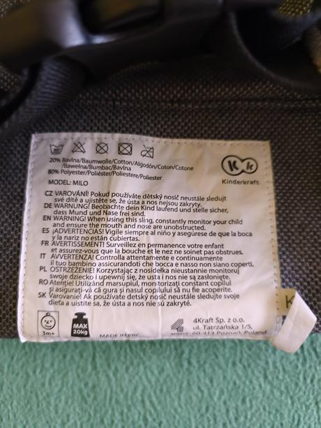 Detský nosič od 3 mesiacov do 20kg- značka kinderk, 