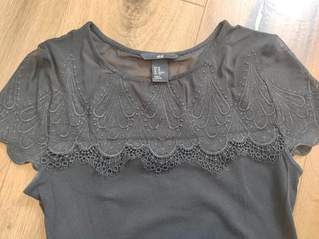 Elastické tričko s čipkou, h&m,xs