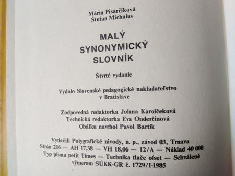 Synonymický slovník, 