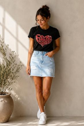 Džínsová sukňa + tričko retro jeans, s