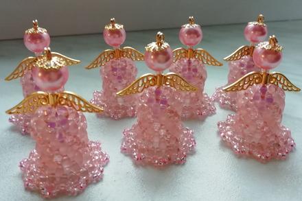 Súprava 6 ks ružových anjelikov, 