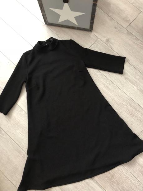 Čierne šaty s 3/4 rukávmi so stojacikom,  vel. 36, atmosphere,36
