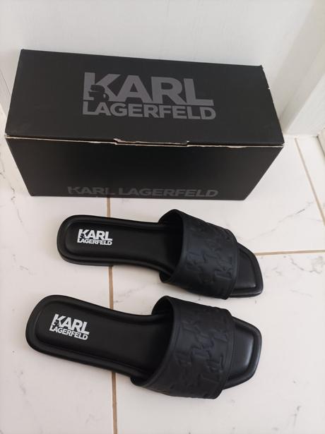 Kožené čierne šľapky karl lagerfeld 40, karl lagerfeld,40