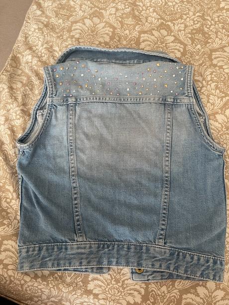 Riflová vesta s kamienkami, h&m,122