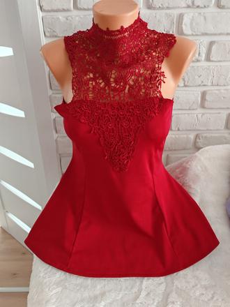 Uzasny peplum top s krajkou s,m sadne, m