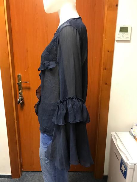 Tmavomodrá transparentná blúzka, 42, bonprix,42