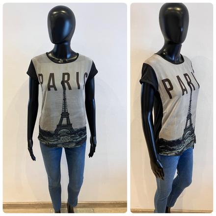 Dámske čierne tričko s potlačou paris (36), gate,s