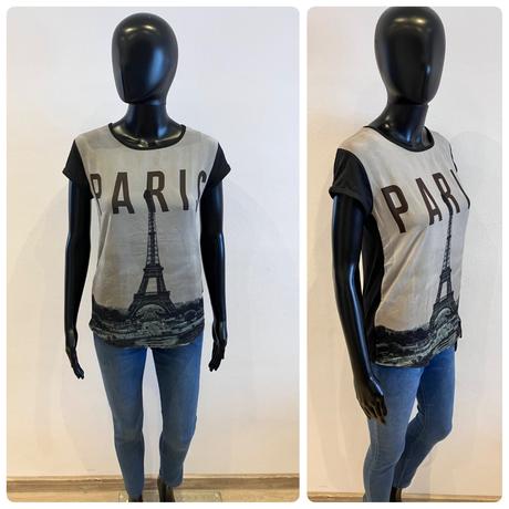 Dámske čierne tričko s potlačou paris (36), gate,s