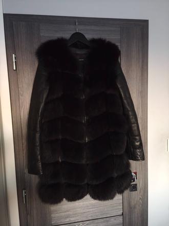 Kozeny kabat s pravou hustou kozusinou z lisky, m