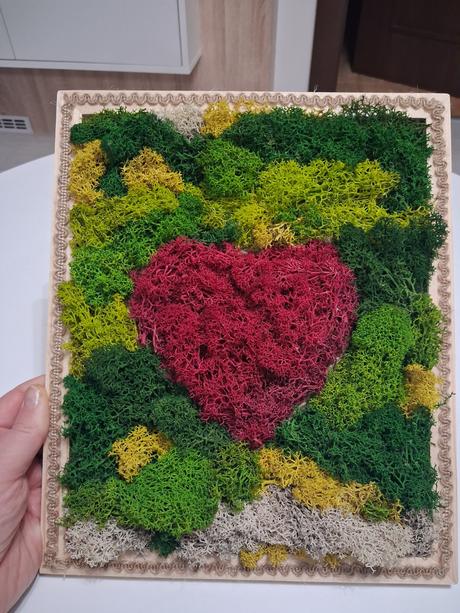 Machový obraz srdce, 