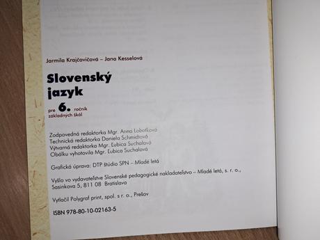 Slovenský jazyk učebnica 6 ročník, 