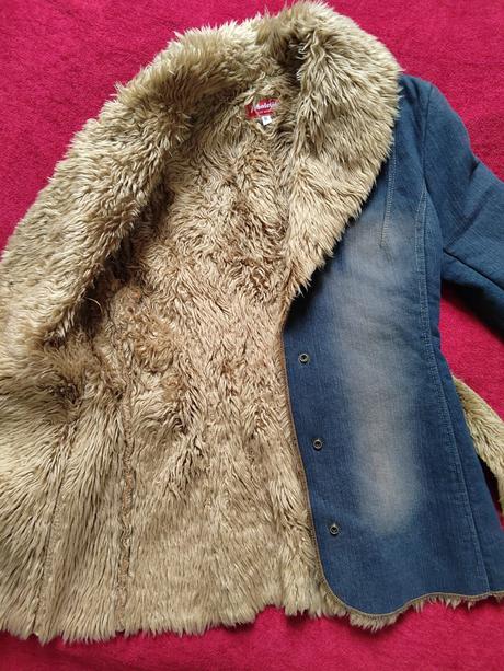 Riflový kabát s kožušinou, s