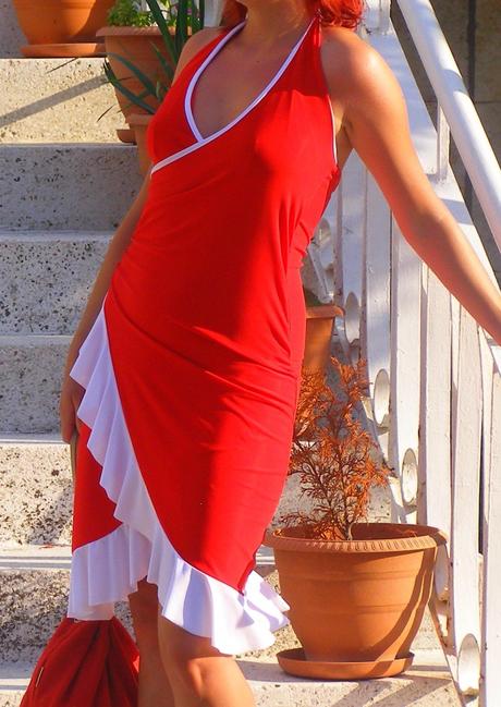 Sexy červené šaty xs/s/m, m