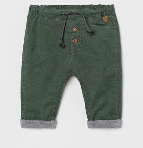 Podšité menčestrové nohavice, h&m,80