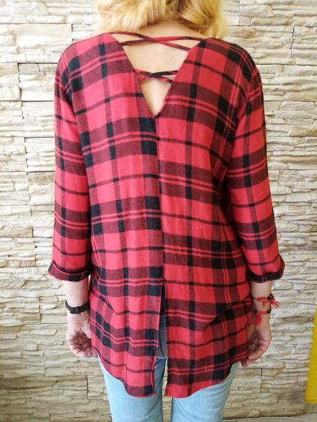 Červeno-čierna károvaná košeľa, river island,36