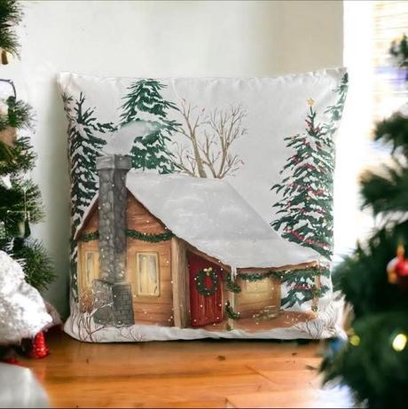 Zasnežená chalupa velúr,