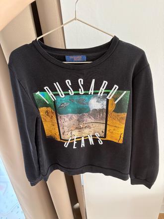 Čierna mikina trussardi jeans, s