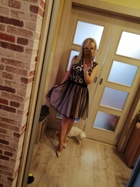 Spoločenské čierno pudrove šaty, veľkosť 36, 36