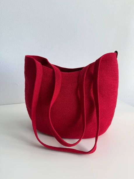 Handmade červená shopper taška,