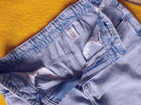 Svetlomodré rifle s módnymi dierkami, h&m,152