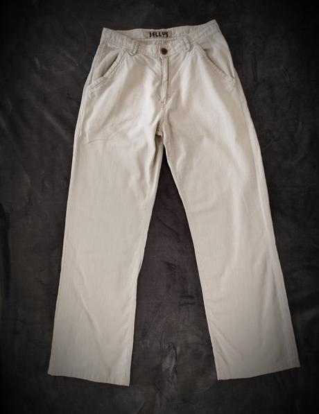 Pánske krémové ľanové nohavice bellys jeans, s