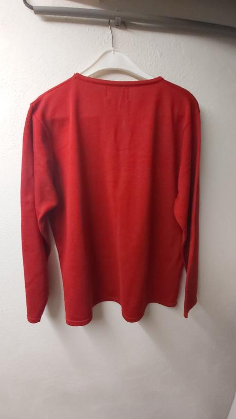 Dámsky pulóver červený so striebornými prackami xl, xl