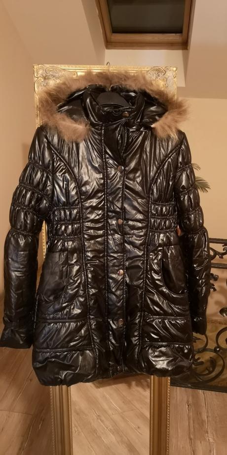 Lesklá čierna bunda, xs