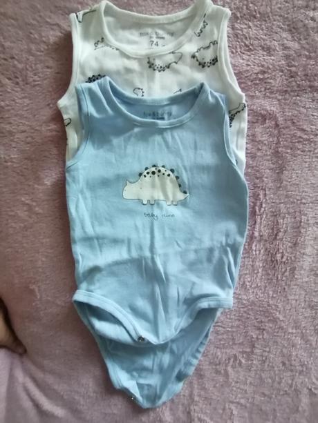 Body bez rukávou, 2 ks, fox & bunny,74