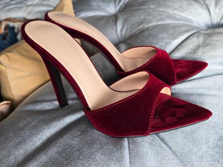 Bordové semišové šlapky, 37