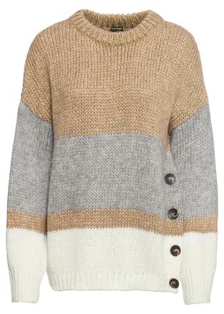 Oversize-pulóver, s pásikmi a gombičkami, veľ.36, bonprix,36