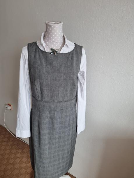 Sivé káro biznis šaty lindex veľ. 40 bez blúzky, lindex,40