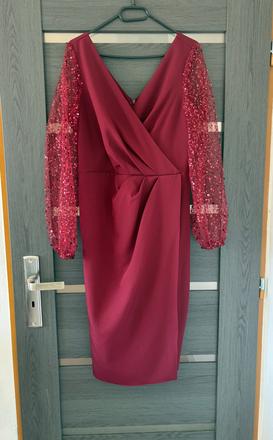 Midi bordové šaty, l