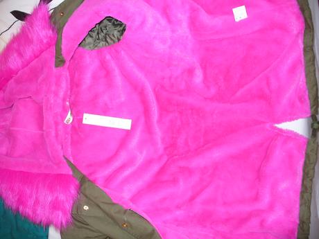Parka s ruzovou kozusinou, l