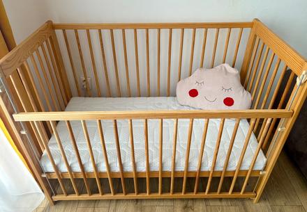 Detská drevená postieľka, šírka (cm): 60,dĺžka (cm): 120