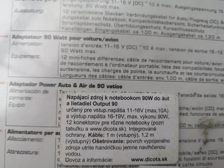 Dicota napájací adaptér do auta a liet. na notebok, dicota