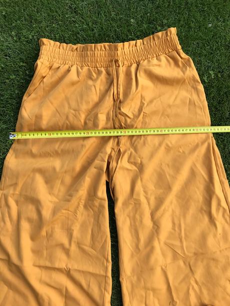 Horčicové široké nohavice, xl