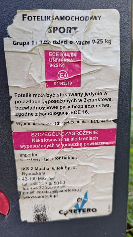Autosedačka, caretero