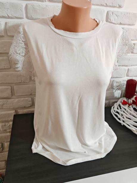 Biele tričko s čipkou, elastické super m,l, l