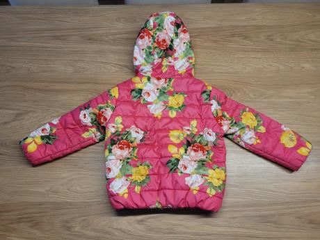 Zimná bunda č. 98 - ružová a kvetinky, 98