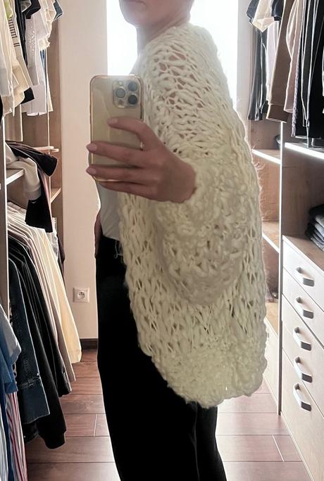 Krémový sveter hand-made, xl